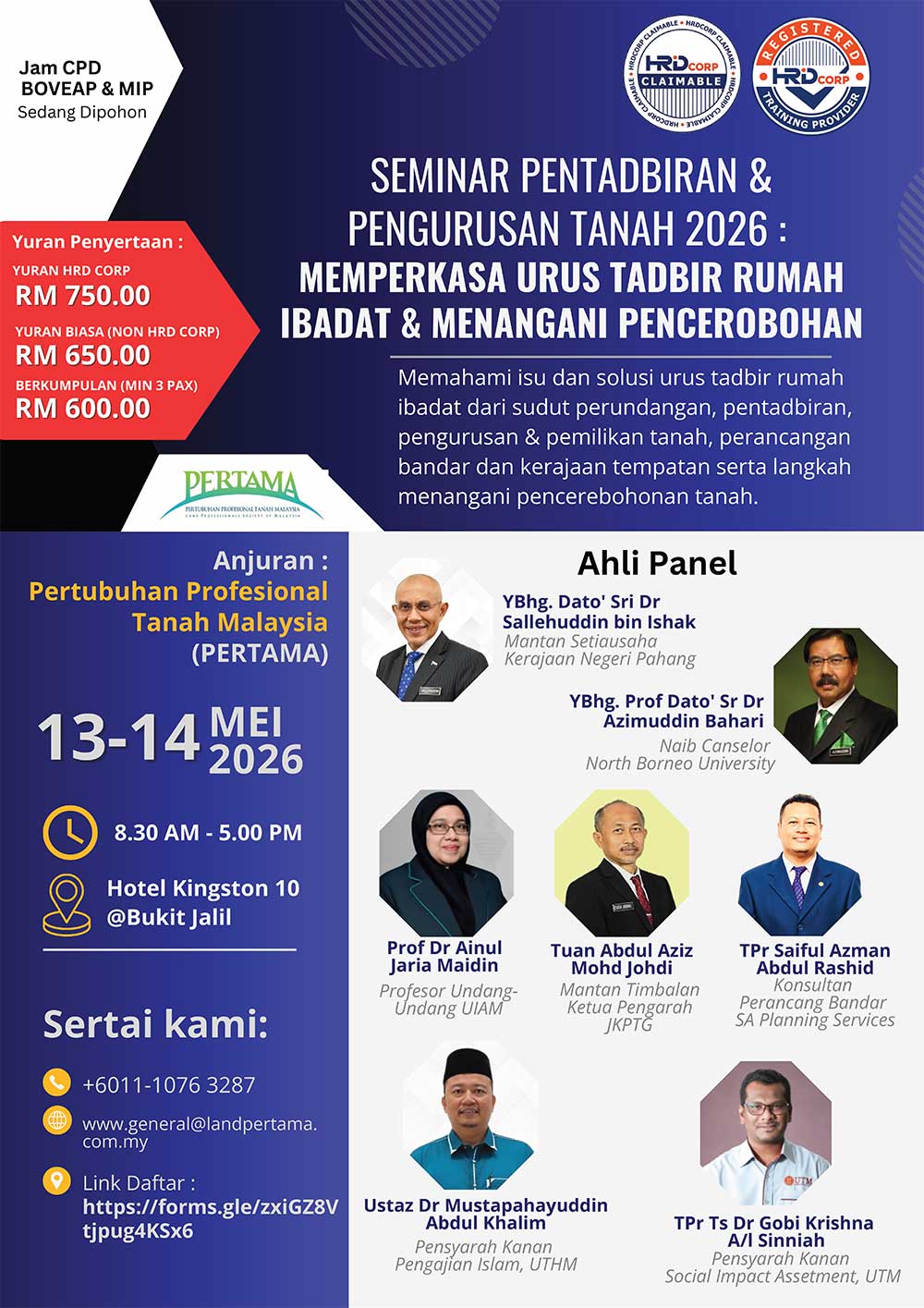SEMINAR SEHARI PENGURUSAN TANAH RUMAH IBADAT